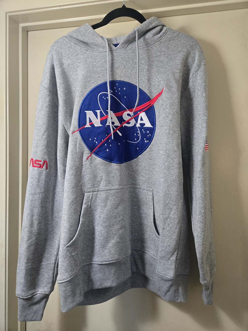 Men's Grey Pullover Hoodie with Rocket Insignia